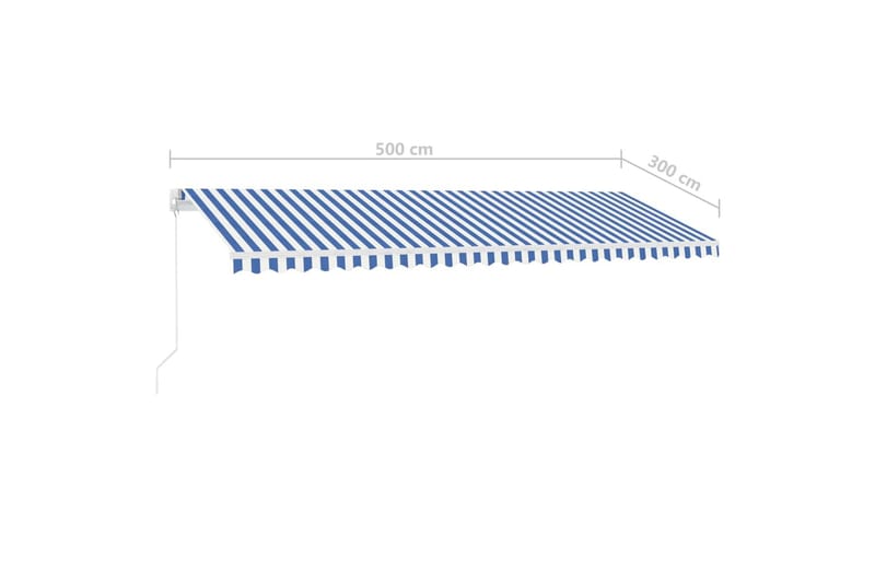 markise m. LED-lys 500x300 cm manuel betjening blå og hvid - Blå - Havemøbler - Solafskærmning - Markiser - Balkonmarkise