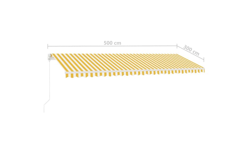 markise m. LED-lys 500x300 cm manuel betjening gul og hvid - Gul - Havemøbler - Solafskærmning - Markiser - Balkonmarkise