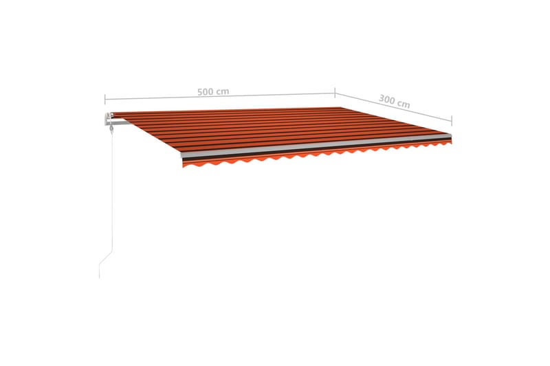 markise m. LED-lys 5x3 m manuel betjening orange og brun - Orange - Havemøbler - Solafskærmning - Markiser - Balkonmarkise