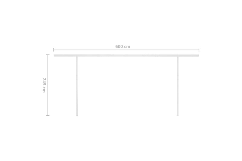 markise m. LED-lys 6x3 m manuel betjening cremefarvet - Creme - Havemøbler - Solafskærmning - Markiser - Balkonmarkise