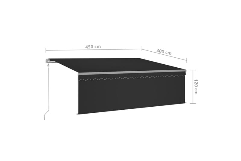 markise m. rullegardin + LED + vindsensor 4,5x3 m auto - Antracit - Vinduesmarkise - Markiser - Solbeskyttelse vindue