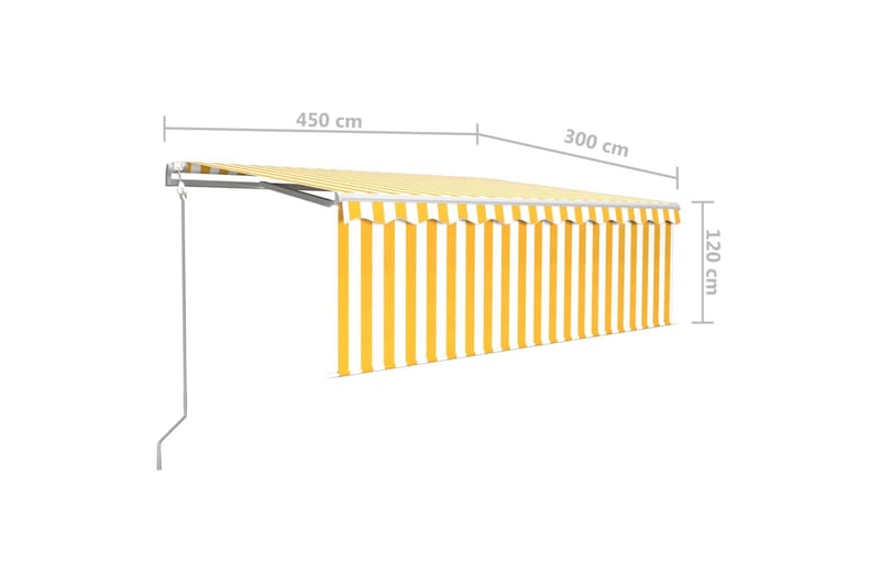 markise m. rullegardin + LED + vindsensor 4,5x3 m auto - Gul - Havemøbler - Solafskærmning - Markiser - Vinduesmarkise