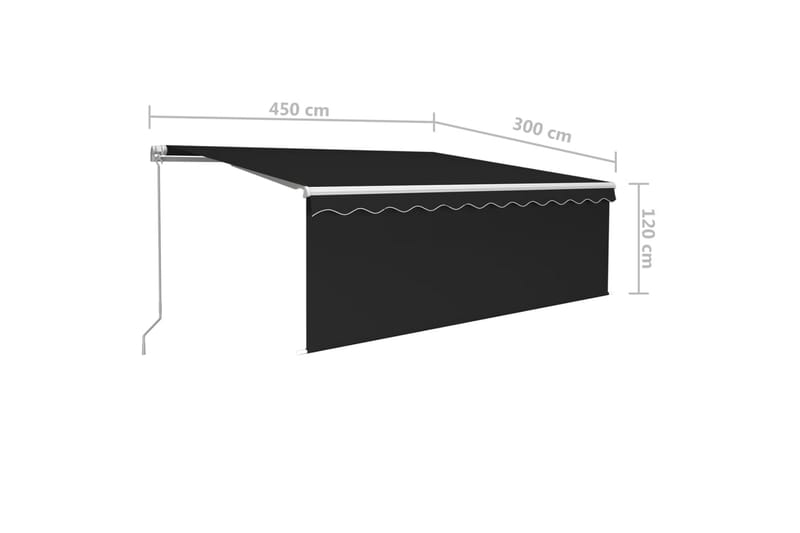 markise m. rullegardin + LED-lys 4,5x3 m manuel antracitgrå - Antracit - Vinduesmarkise - Markiser - Solbeskyttelse vindue