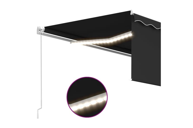 markise m. rullegardin + LED-lys 4,5x3 m manuel antracitgrå - Antracit - Vinduesmarkise - Markiser - Solbeskyttelse vindue