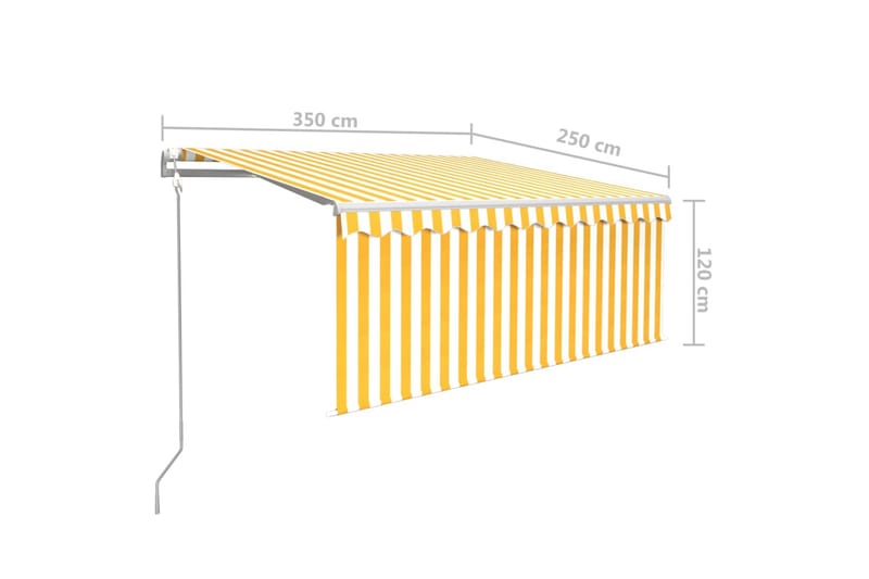 markise m. rullegardin+LED+vindsensor 3,5x2,5 m auto - Gul - Havemøbler - Solafskærmning - Markiser - Vinduesmarkise