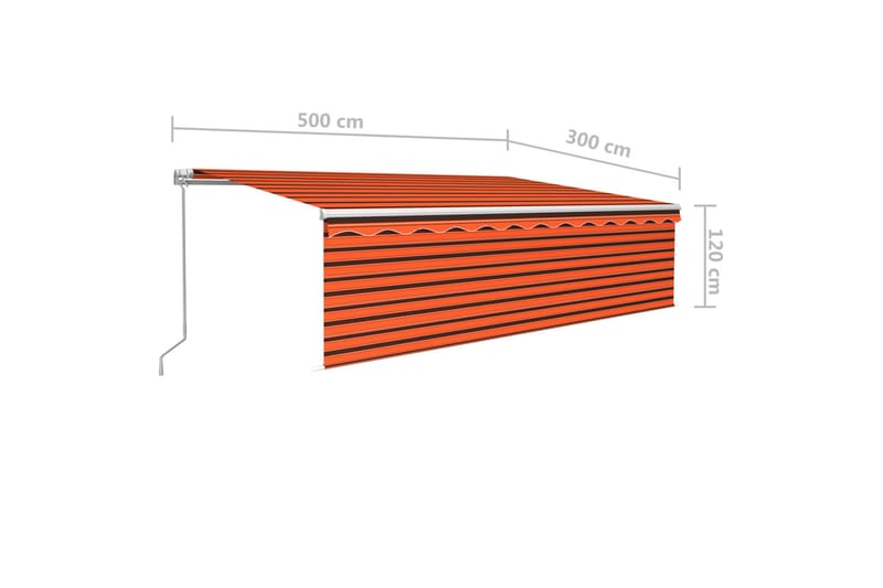 markise m. rullegardin og LED 5x3 m automatisk - Orange - Havemøbler - Solafskærmning - Markiser - Balkonmarkise