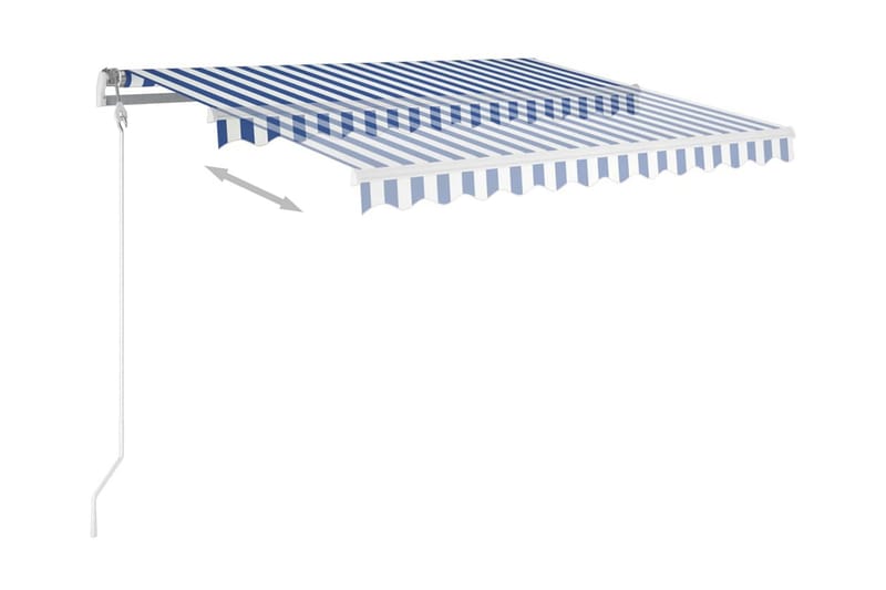 markise m. stolper 3x2,5 m manuel betjening blå og hvid - Blå - Havemøbler - Solafskærmning - Markiser - Balkonmarkise