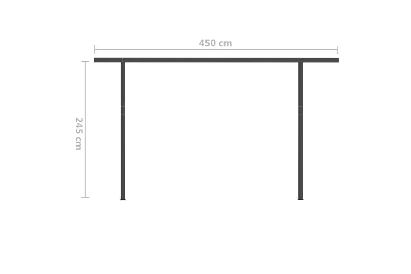 markise m. stolper 4,5x3,5 m manuel betjening gul og hvid - Havemøbler - Solafskærmning - Markiser - Balkonmarkise