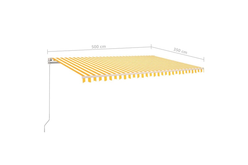 markise m. stolper 5x3,5 m manuel betjening gul og hvid - Gul - Balkonmarkise - Markiser - Terrassemarkise