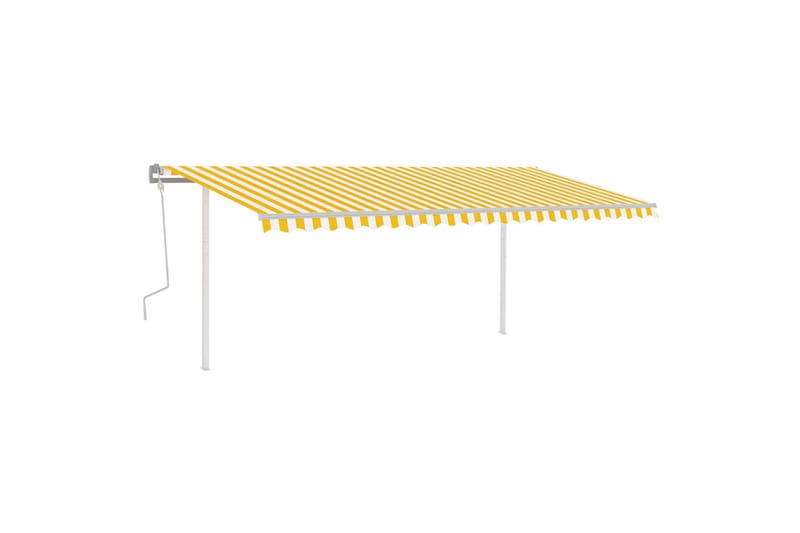 markise m. stolper 5x3,5 m manuel betjening gul og hvid - Gul - Balkonmarkise - Markiser - Terrassemarkise