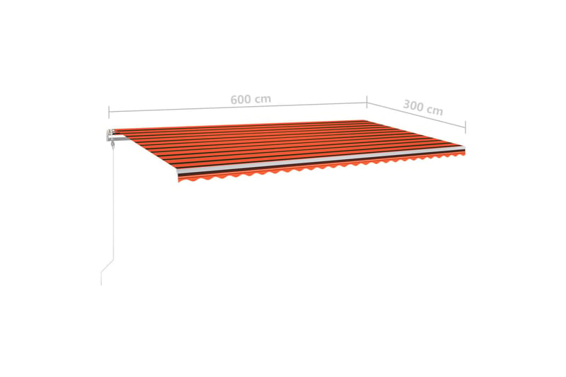 markise m. stolper 6x3 m manuel betjening orange og brun - Orange - Havemøbler - Solafskærmning - Markiser - Balkonmarkise