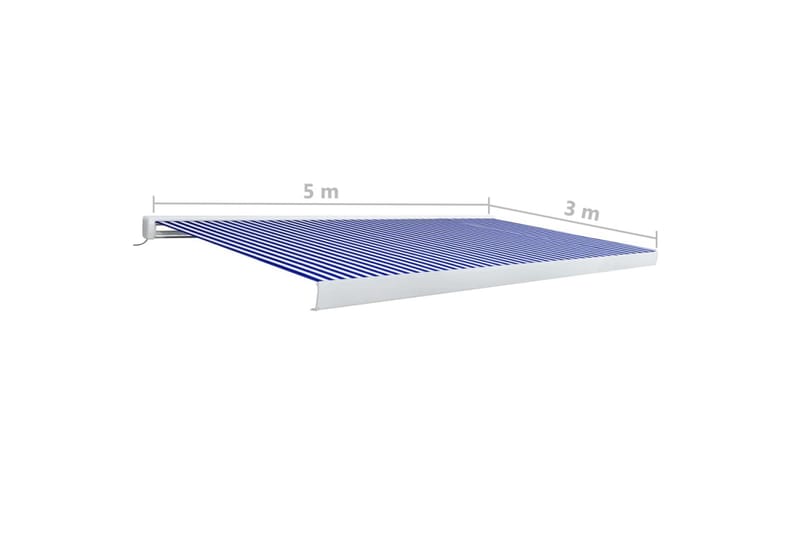 Motoriseret Kassettemarkise 500x300 cm Blå Og Hvid - Blå - Havemøbler - Solafskærmning - Markiser - Balkonmarkise