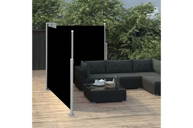 sammenrullelig sidemarkise 120 x 600 cm sort - Sort - Havemøbler - Solafskærmning - Markiser - Balkonmarkise