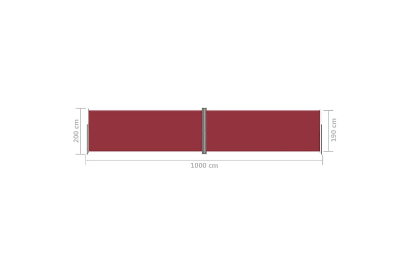 sammenrullelig sidemarkise 200x1000 cm rød - Rød - Havemøbler - Solafskærmning - Markiser - Balkonmarkise