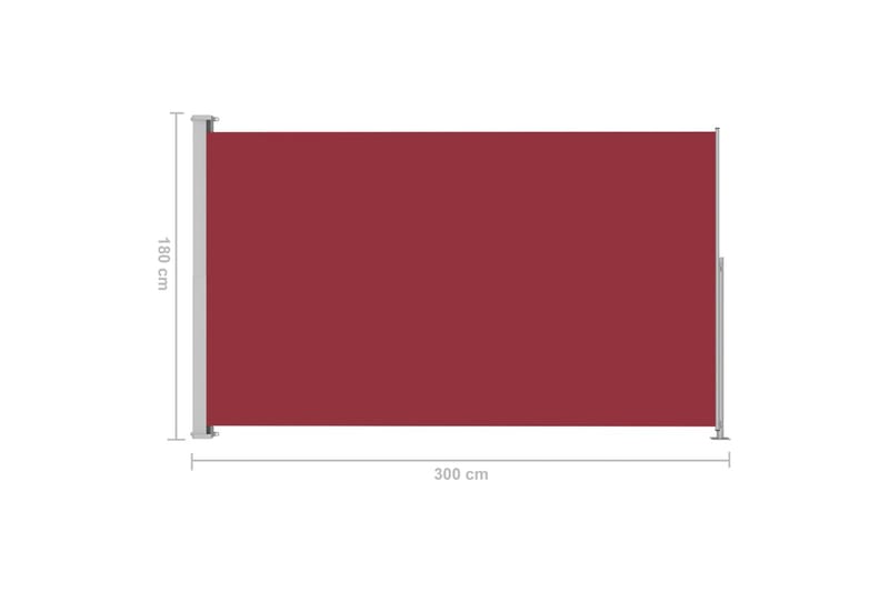 Sammenrullelig Sidemarkise Til Terrassen 180x300 cm Rød - Rød - Havemøbler - Solafskærmning - Markiser - Balkonmarkise