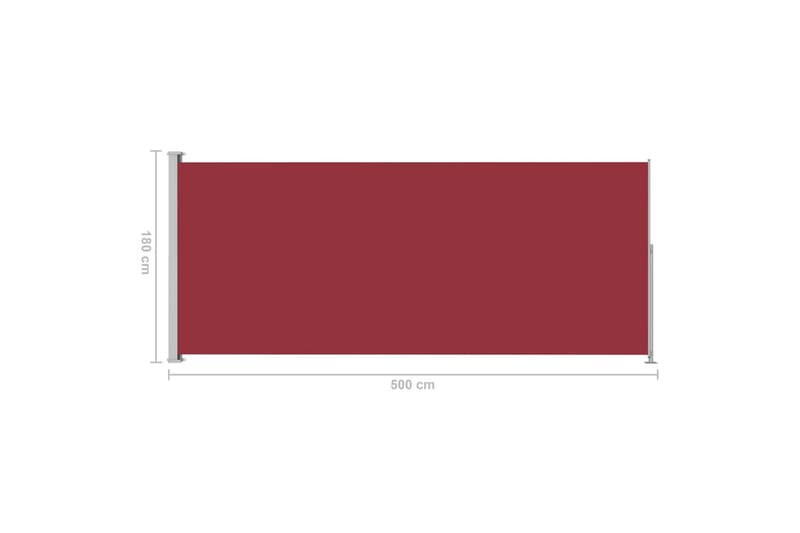 Sammenrullelig Sidemarkise Til Terrassen 180x500 cm Rød - Rød - Havemøbler - Solafskærmning - Markiser - Balkonmarkise