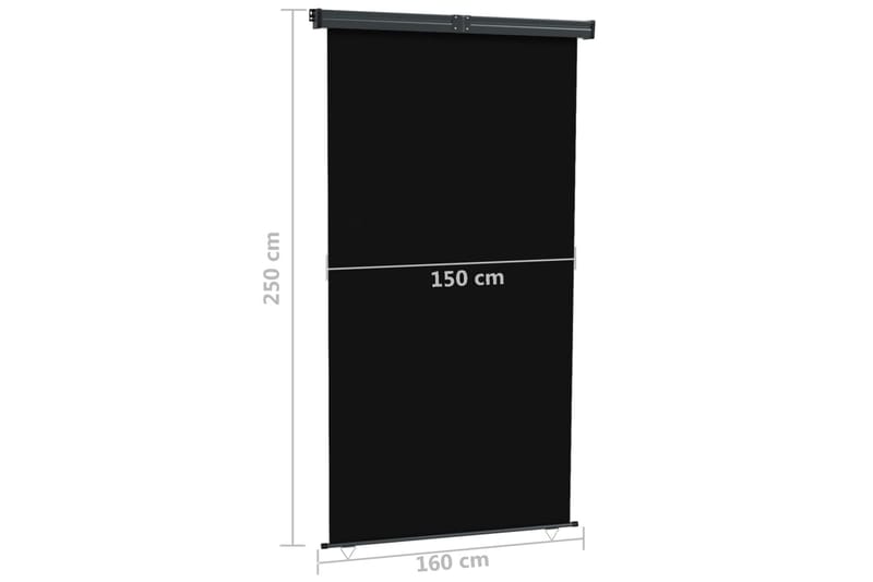 sidemarkise til altan 160x250 cm sort - Sort - Havemøbler - Solafskærmning - Markiser - Vinduesmarkise