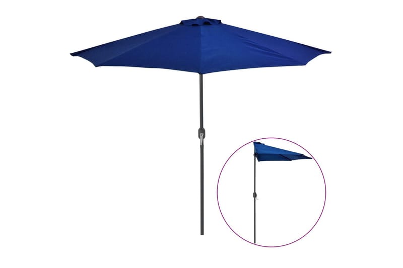 altanparasol med aluminiumsstang 270x135x245 cm halv blå - Blå - Havemøbler - Solafskærmning - Parasoller - Balkonparasol