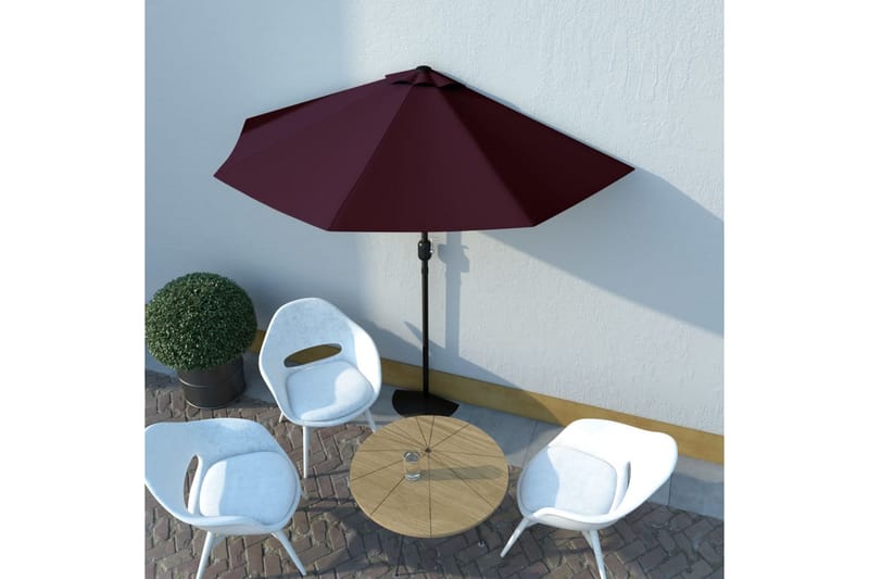 altanparasol med aluminiumsstang 270x135x245 cm halv - Rød - Havemøbler - Solafskærmning - Parasoller - Balkonparasol