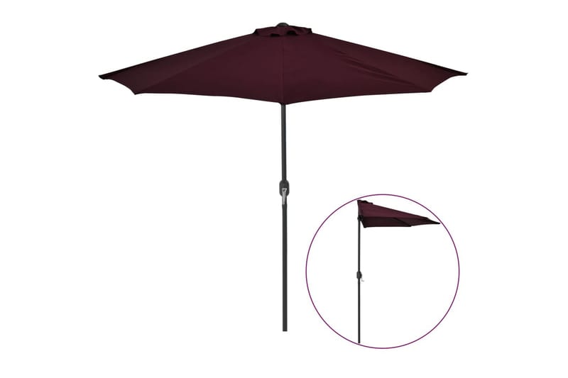 altanparasol med aluminiumsstang 270x135x245 cm halv - Rød - Havemøbler - Solafskærmning - Parasoller - Balkonparasol