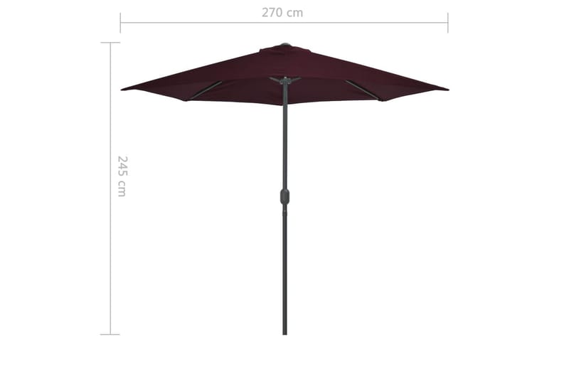 altanparasol med aluminiumsstang 270x135x245 cm halv - Rød - Havemøbler - Solafskærmning - Parasoller - Balkonparasol