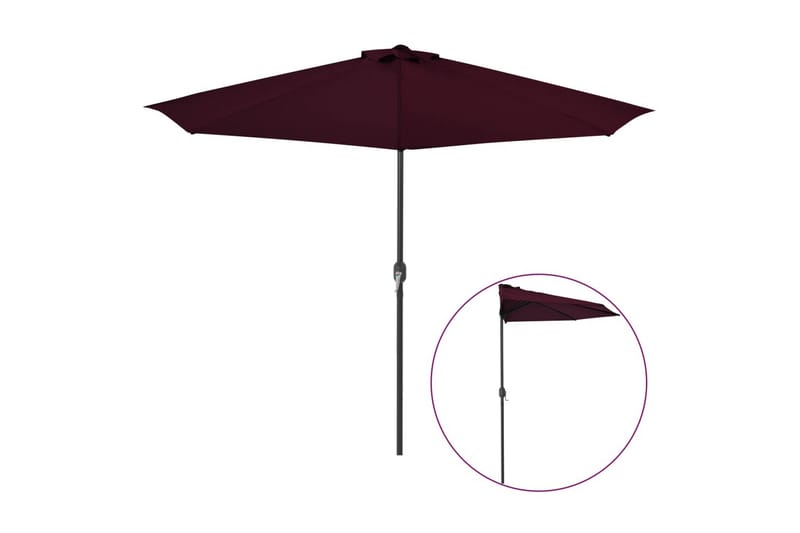 altanparasol med aluminiumsstang 300x150x253 cm halv - Rød - Havemøbler - Solafskærmning - Parasoller - Balkonparasol