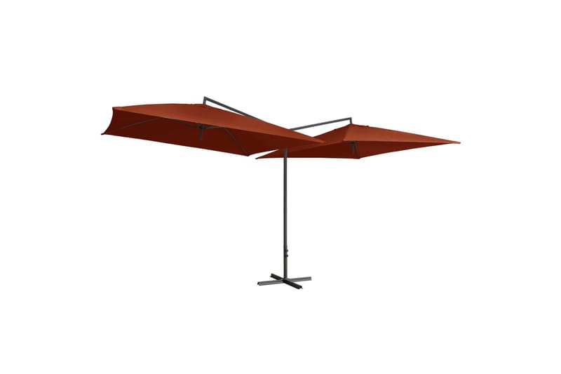 Dobbelt Parasol med Stålstang 250x250 cm Teracotta - Orange - Havemøbler - Solafskærmning - Parasoller