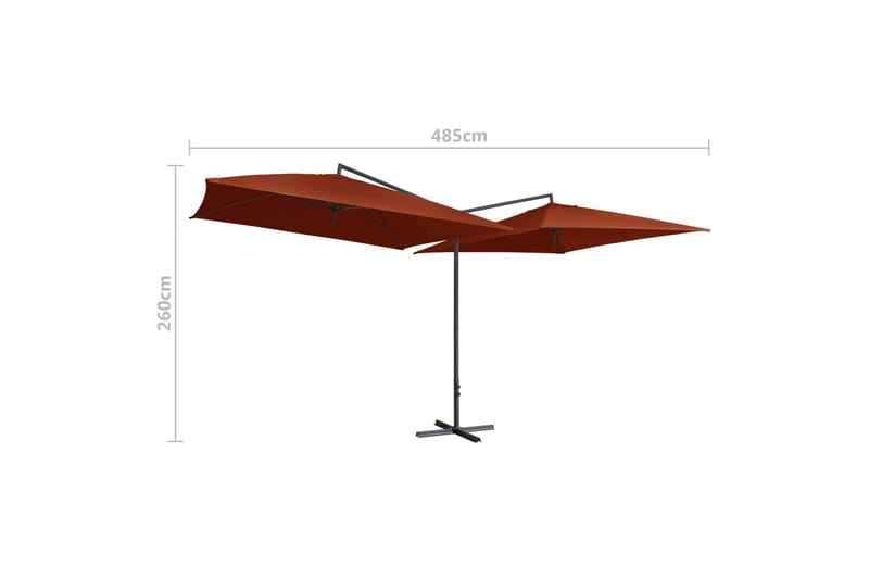 Dobbelt Parasol med Stålstang 250x250 cm Teracotta - Orange - Havemøbler - Solafskærmning - Parasoller