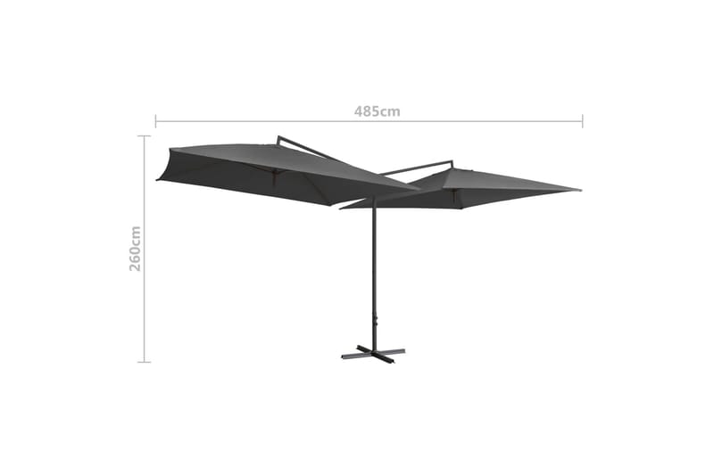 Dobbelt Parasol med Stålstang 250x250 cm Antracitgrå - Grå - Havemøbler - Solafskærmning - Parasoller