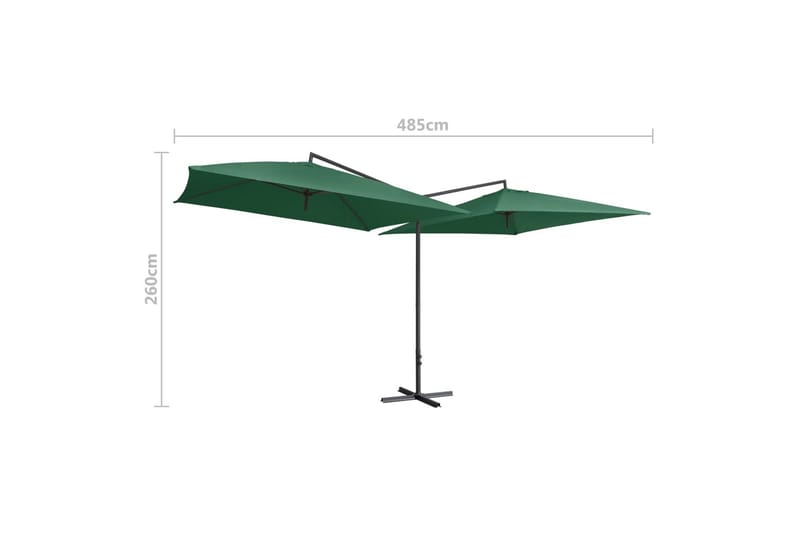 Dobbelt Parasol med Stålstang 250x250 cm Grøn - Grøn - Havemøbler - Solafskærmning - Parasoller