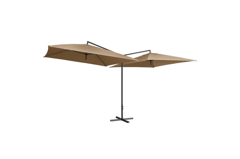 Dobbelt Parasol med Stålstang 250x250 cm Gråbrun - Brun - Havemøbler - Solafskærmning - Parasoller