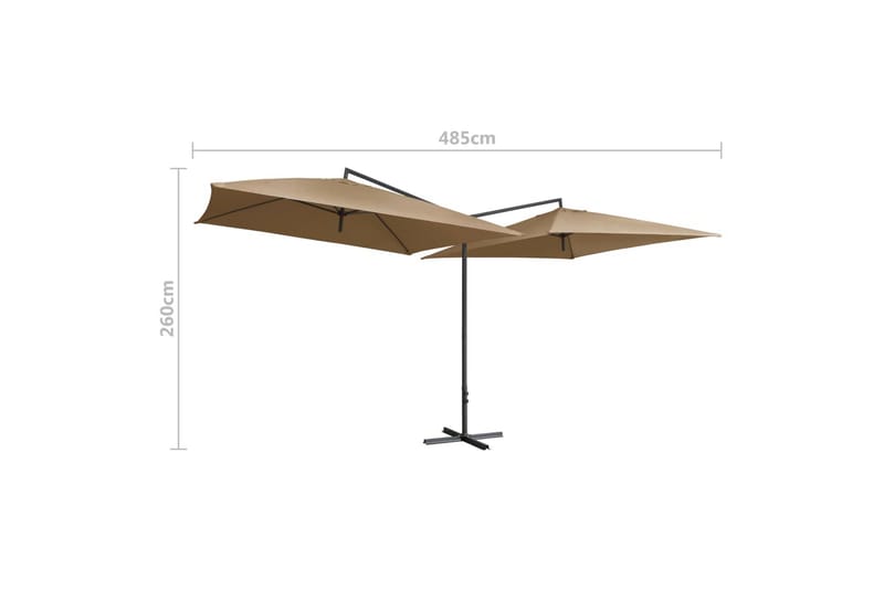 Dobbelt Parasol med Stålstang 250x250 cm Gråbrun - Brun - Havemøbler - Solafskærmning - Parasoller