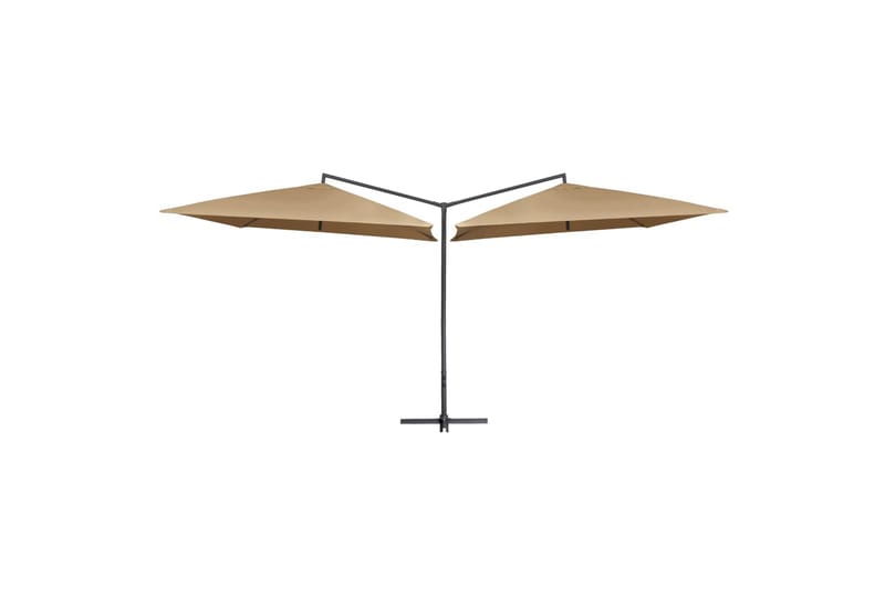 Dobbelt Parasol med Stålstang 250x250 cm Gråbrun - Brun - Havemøbler - Solafskærmning - Parasoller