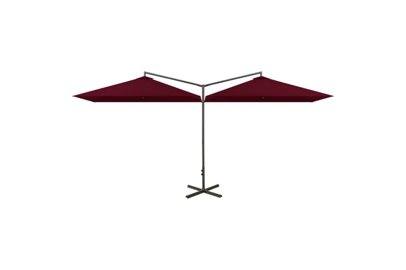 dobbelt parasol med stålstang 600x300 cm bordeauxfarvet - Rød - Havemøbler - Solafskærmning - Parasoller