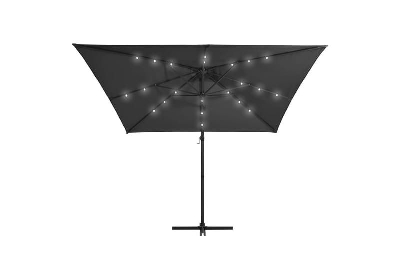 Hængeparasol med Led-Lys Og Stålstang 250x250 cm Antracitgrå - Grå - Havemøbler - Solafskærmning - Parasoller