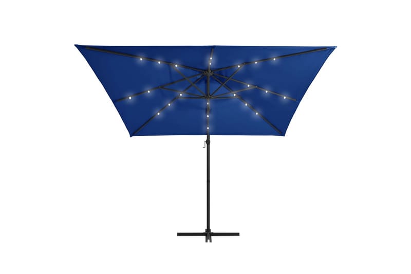 Hængeparasol med Led-Lys Og Stålstang 250x250 cm Azurblå - Blå - Havemøbler - Solafskærmning - Parasoller