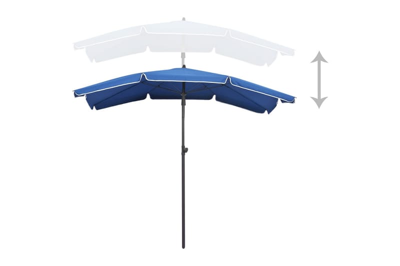 halv parasol med stang 200x130 cm azurblå - Blå - Havemøbler - Solafskærmning - Parasoller