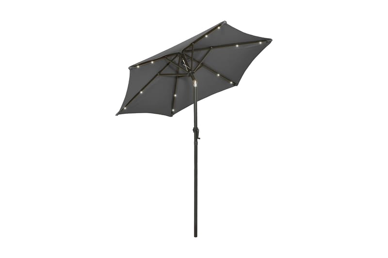 parasol med LED-lys 200x211 cm aluminium antracitgrå - Antracit - Parasoller