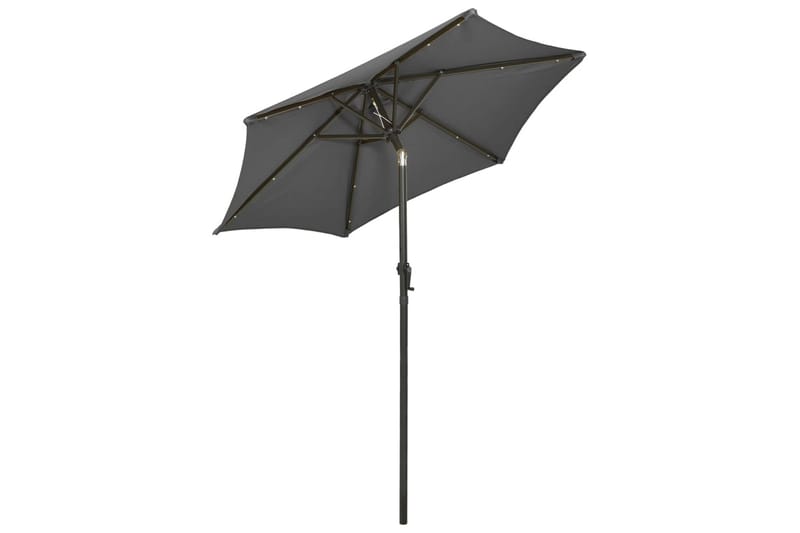 parasol med LED-lys 200x211 cm aluminium antracitgrå - Antracit - Parasoller