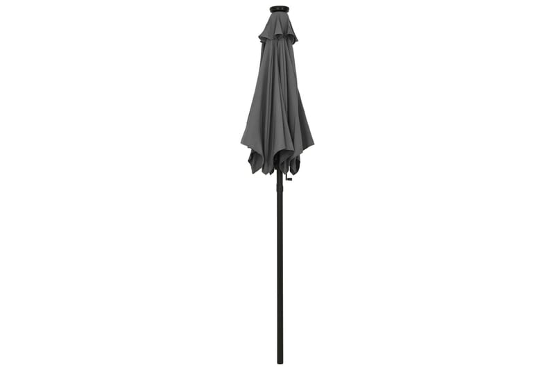 parasol med LED-lys 200x211 cm aluminium antracitgrå - Antracit - Parasoller