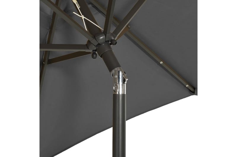 parasol med LED-lys 200x211 cm aluminium antracitgrå - Antracit - Parasoller