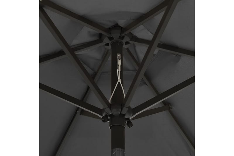 parasol med LED-lys 200x211 cm aluminium antracitgrå - Antracit - Parasoller