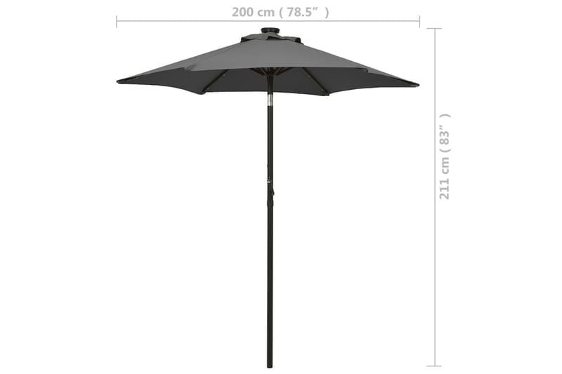 parasol med LED-lys 200x211 cm aluminium antracitgrå - Antracit - Parasoller