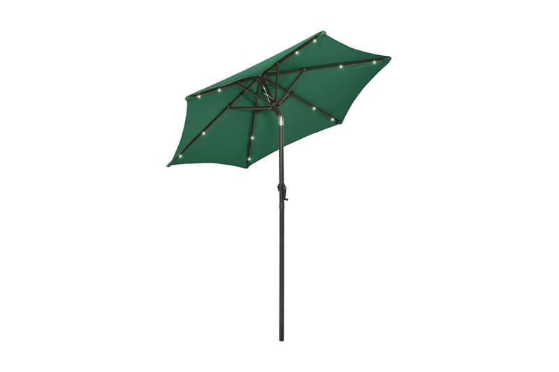 parasol med LED-lys 200x211 cm aluminium grøn - Grøn - Parasoller