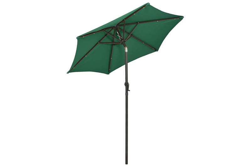 parasol med LED-lys 200x211 cm aluminium grøn - Grøn - Parasoller