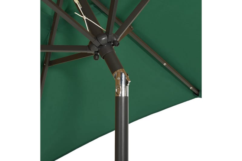 parasol med LED-lys 200x211 cm aluminium grøn - Grøn - Parasoller