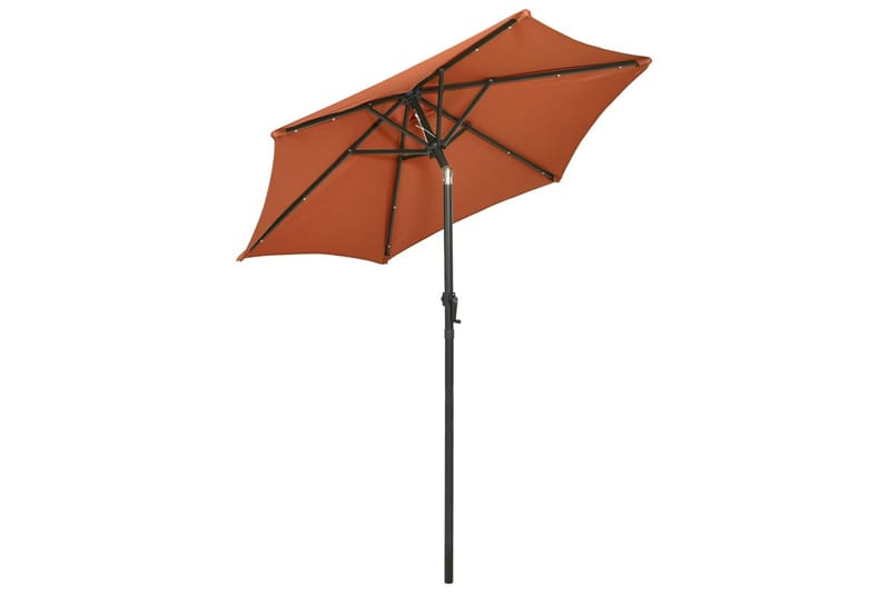 parasol med LED-lys 200x211 cm aluminium terrakotta - Parasoller