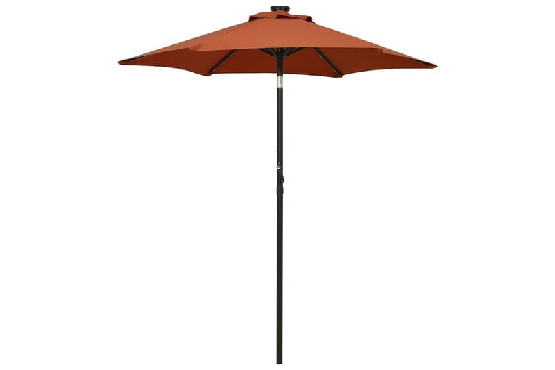 parasol med LED-lys 200x211 cm aluminium terrakotta - Parasoller