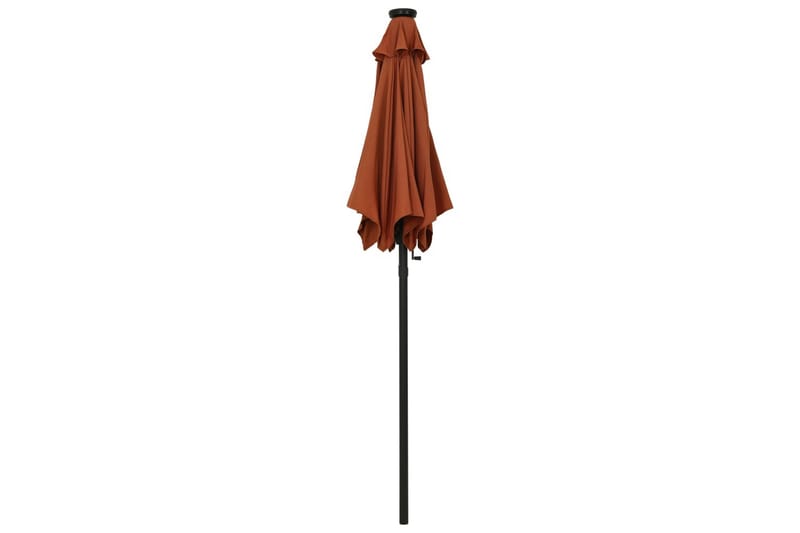 parasol med LED-lys 200x211 cm aluminium terrakotta - Parasoller