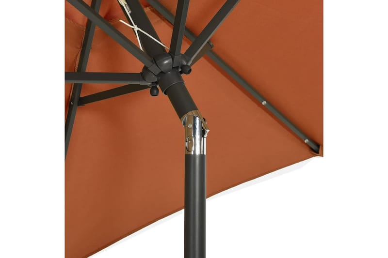 parasol med LED-lys 200x211 cm aluminium terrakotta - Parasoller